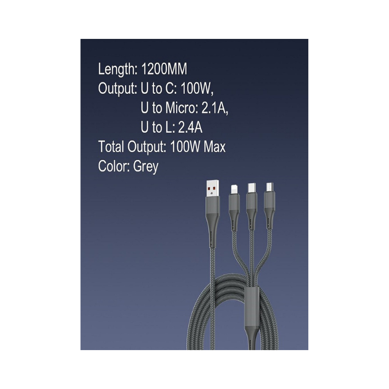FOJI 3-in-1 100W Fast Charging Cable