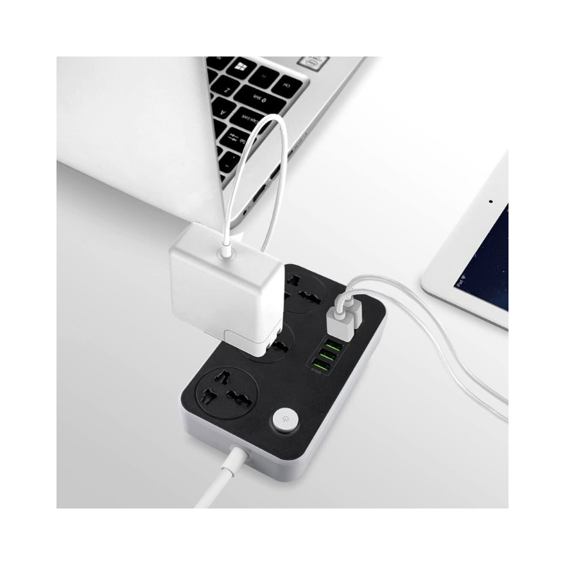 Foji extension,Multi-port USB hub with laptop and tablet on a white background