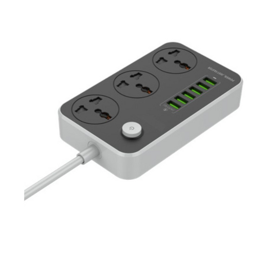 Foji extension, Foji extension ,Power strip with multiple outlets and USB ports on a white background