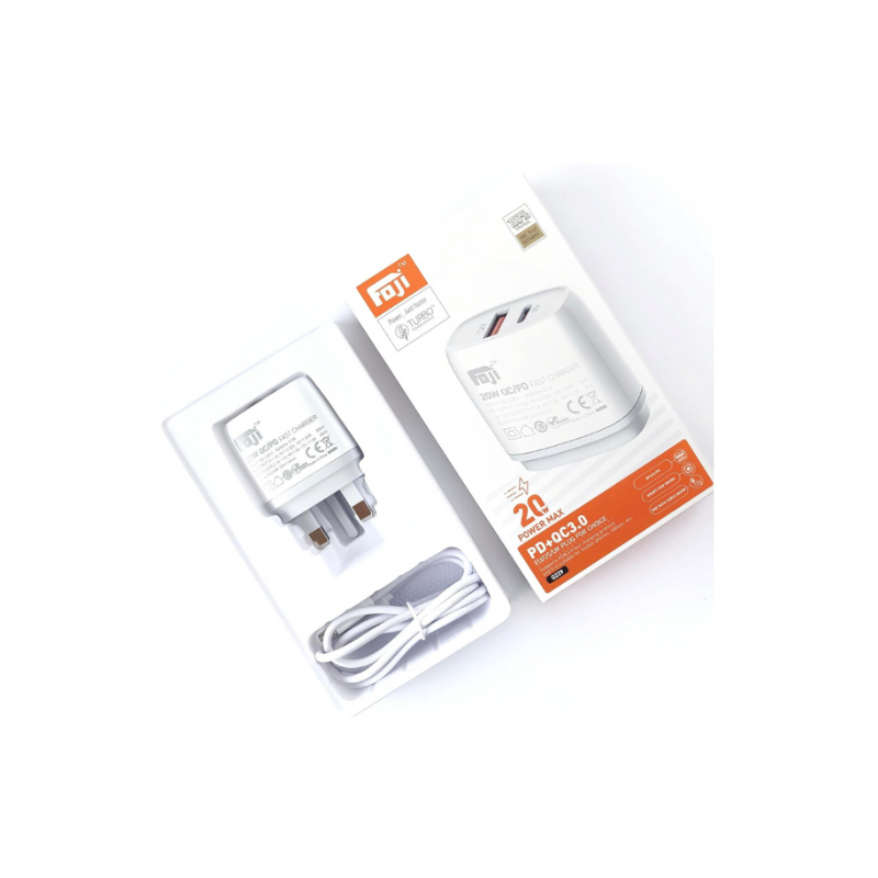 Chargeur rapide FOJI 20 W PD avec câble Type-C – Solution d'alimentation rapide et sûre
