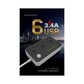 Foji extension,Power strip with multiple sockets and USB ports on a dark background