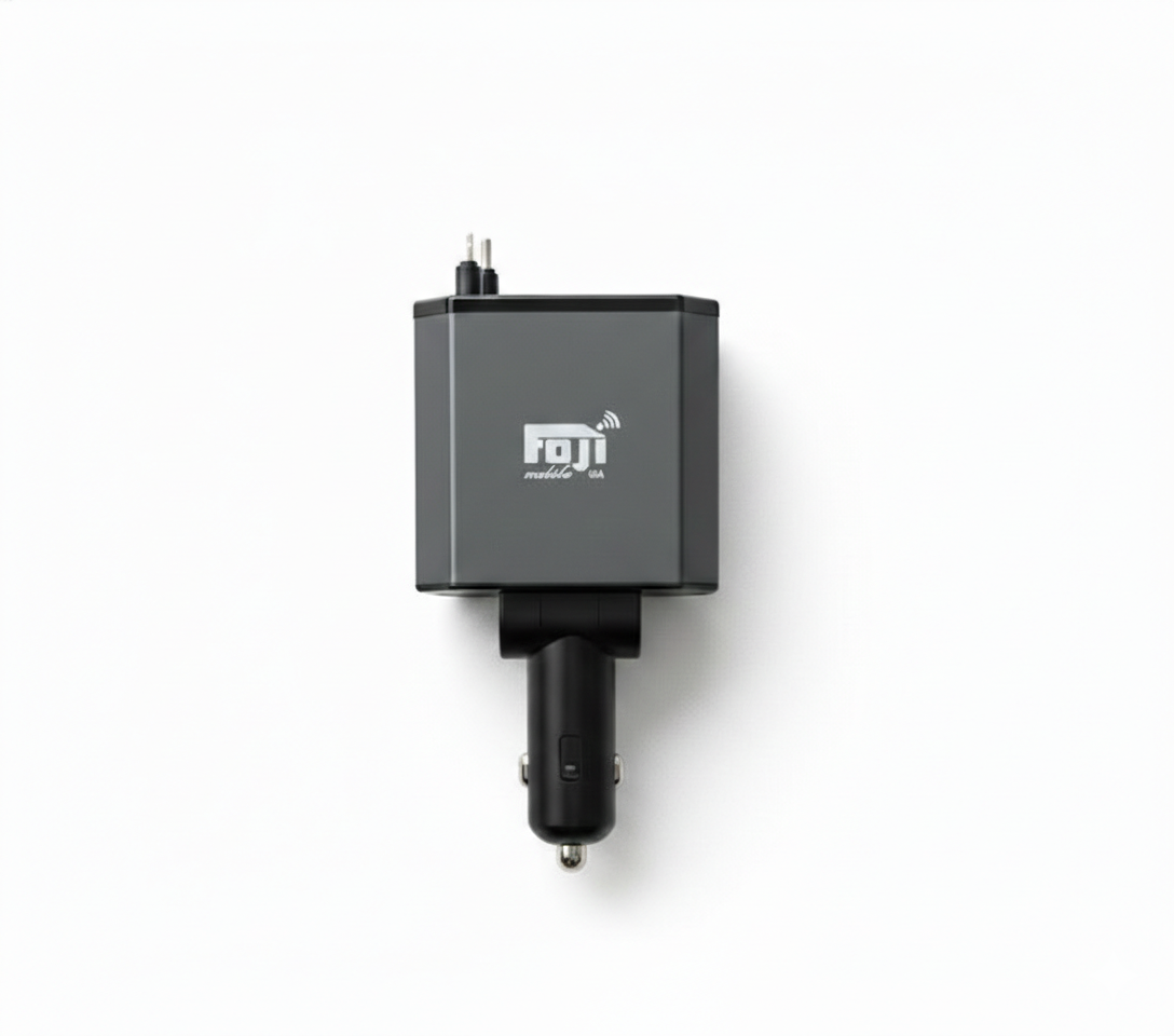 4-in-1 Fast Car Charger Built-in Lightning & USB-C Cables + Dual Ports